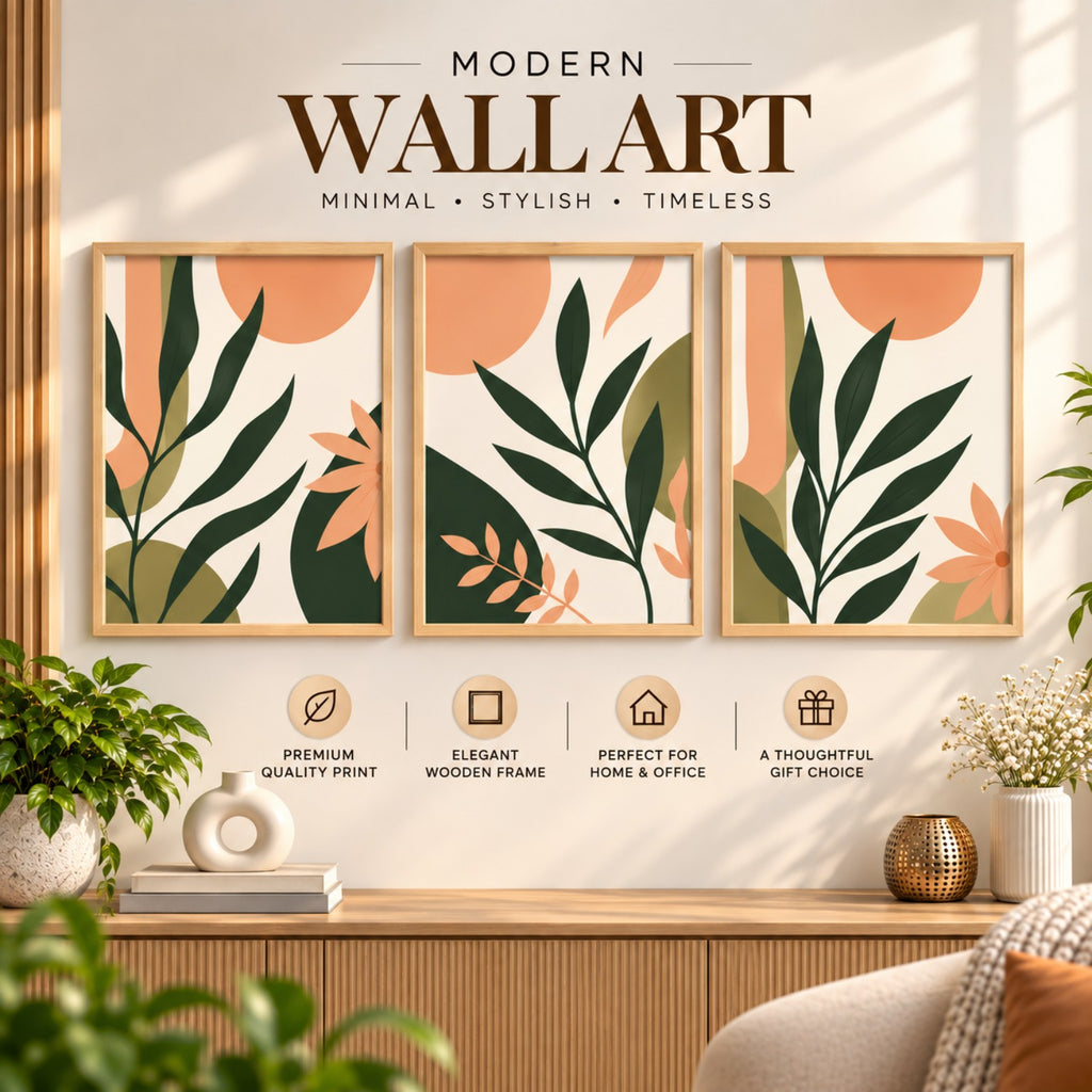 Modern Botanical Leaves wall art modern presentation