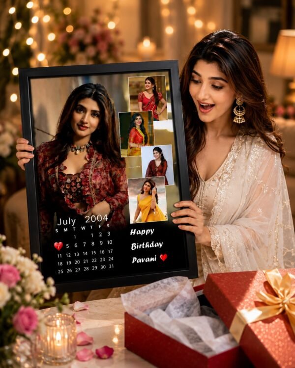 Personalized Birthday Calendar Photo Frame | Custom Photo Calendar Gift | Birthday Memory Frame