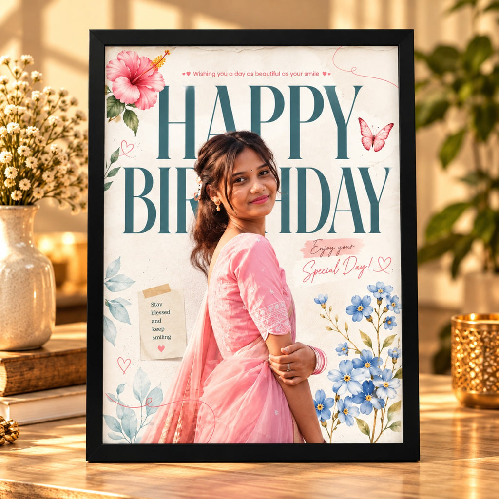 Botanical Birthday Portrait Photo Frame
