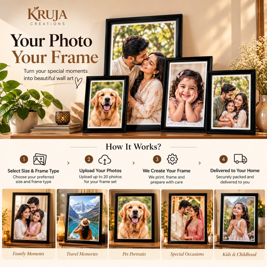 Personalised photo frame examples for family, travel, pets and occasions