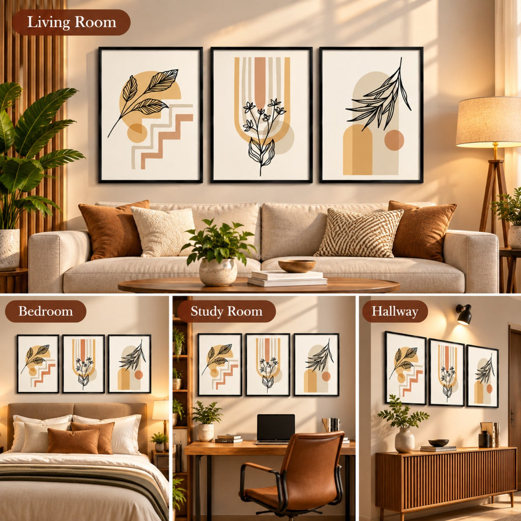 Botanical Harmony room styling in living room bedroom study room and hallway
