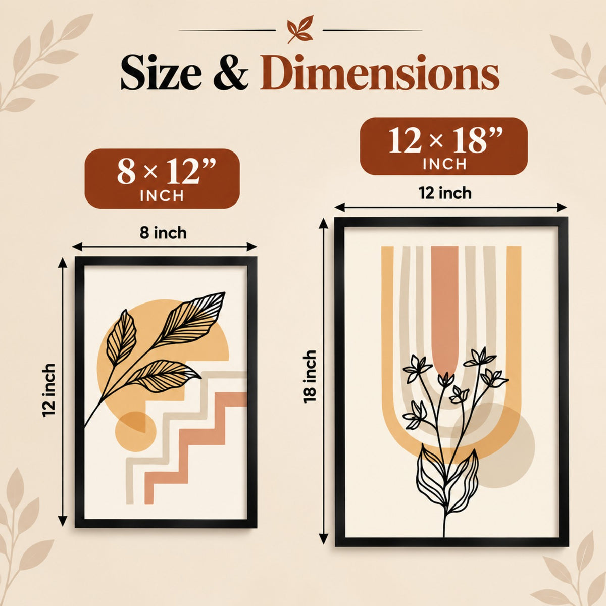 Botanical Harmony wall art size and dimensions