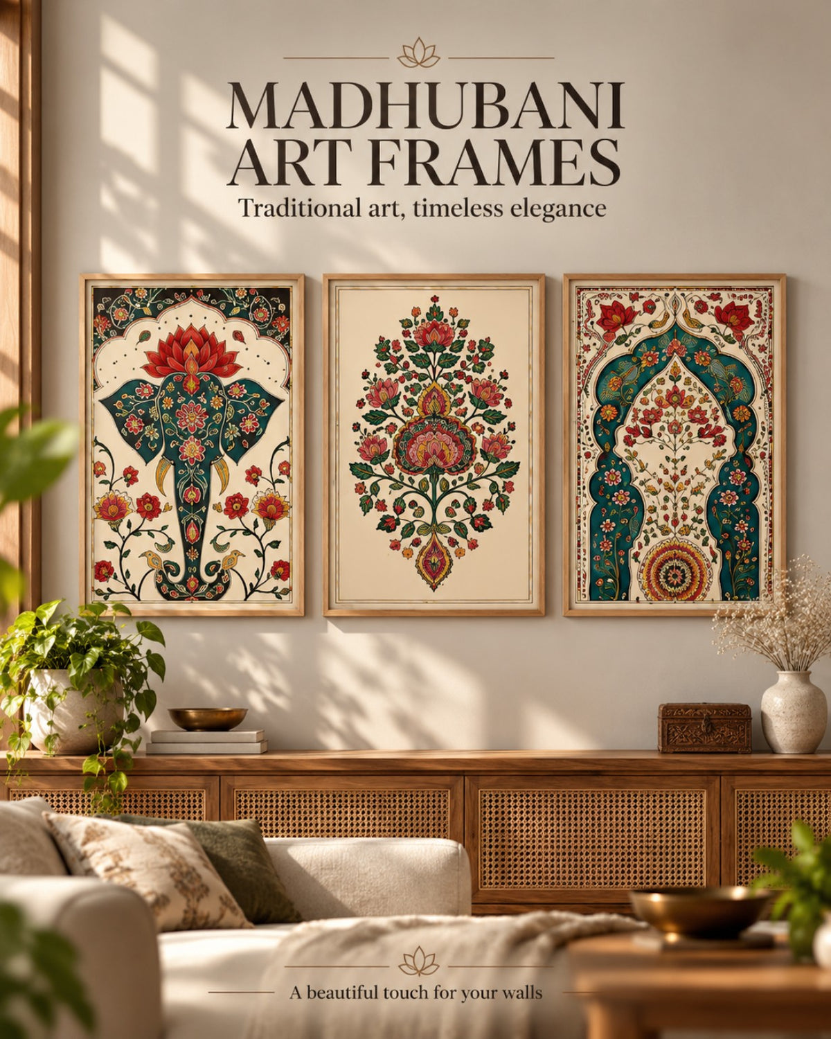 Mithila Garden – Madhubani Art Frame Set