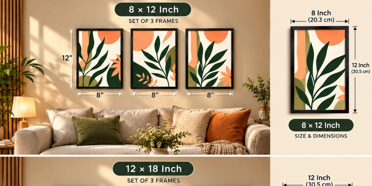 Modern Botanical Leaves size detail