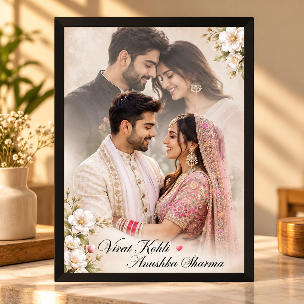 Romantic Floral Couple Frame